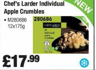 Booker Wholesale Chef's larder individual apple crumbles offer