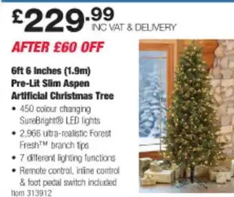 Costco 6ft 6 inches (1.9m) pre-lit slim aspen artificial christmas tree offer