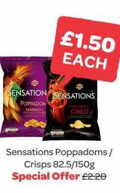 Spar Sensations poppadoms crisps 82.5-150g offer