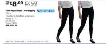 Costco Ellen reys fleece lined legging offer