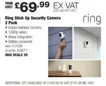 Costco Ring stick up security camera 2 pack offer