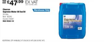 Costco Chevron supreme motor oil 5w 30 offer