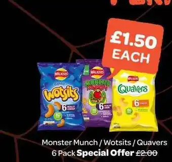 Monster munch wotsits quavers 6 pack