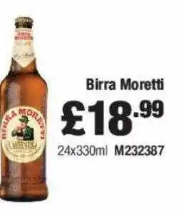 Booker Wholesale Birra moretti offer