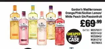 Booker Wholesale Gordon's mediterranean orange-pink sicilian lemon-white peach gin-passionfruit offer