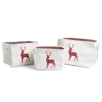 Home Bargains Home collections: linen tartan storage baskets (set of 3) offer