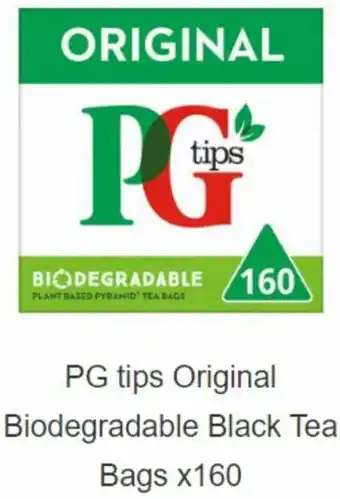 Sainsbury's PG Tips Original Biodegradable Black Tea Bags x160 offer