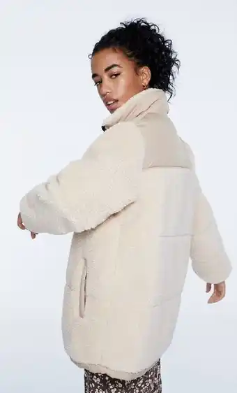 Stradivarius Faux shearling puffer jacket offer