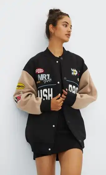 Stradivarius Bowling jacket with patches offer