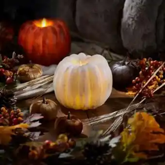 Home Bargains Home collections: harvest led wax pumpkin candle - cream offer