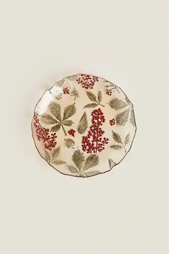 ZARA Glass dessert plate with leaves offer