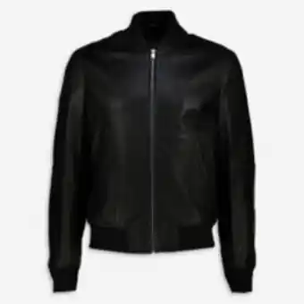TK Maxx Black leather bomber jacket offer