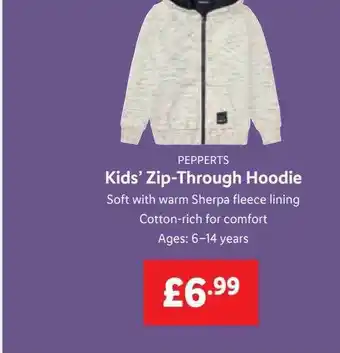 Lidl Pepperts kids' zipthrough hoodie offer