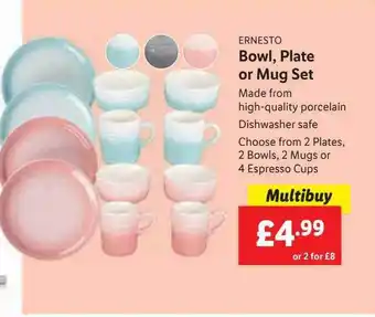 Lidl Ernesto bowl, plate or mug set offer