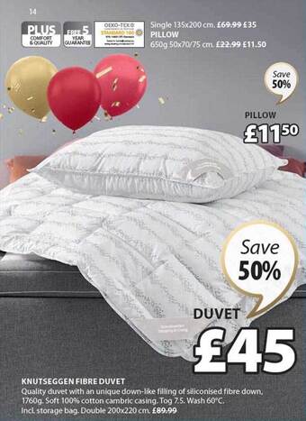 JYSK Knutseggen fibre duvet offer
