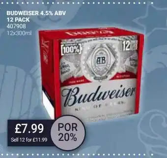 Bestway Budweiser 4.5% abv 12 pack offer