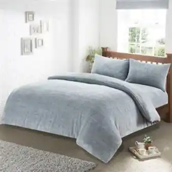 Home Bargains Snuggle up: fleece teddy duvet set - grey offer
