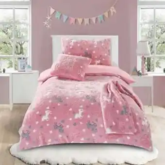 Home Bargains My little home: glow in dark unicorn flannel bedding offer