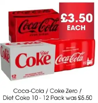 Centra Coca-Cola/Coke Zero/Diet Coke 10-12 Pack offer