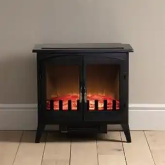 Home Bargains Daewoo: 3 sided glass double door stove - black offer