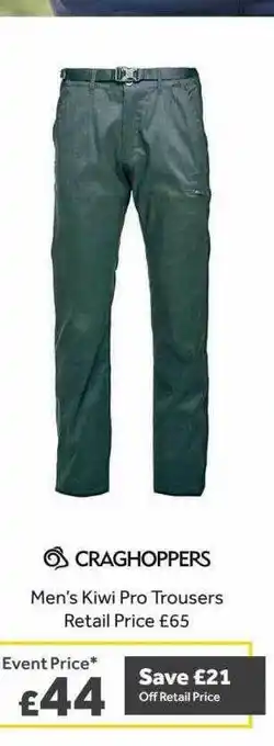 GO Outdoors Craghoppers men's kiwi pro trousers offer