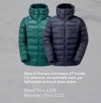 GO Outdoors Men's & womens anti-freeze xt hoodie : our premium, exceptionally warm yet lightweight technical down jacket offer