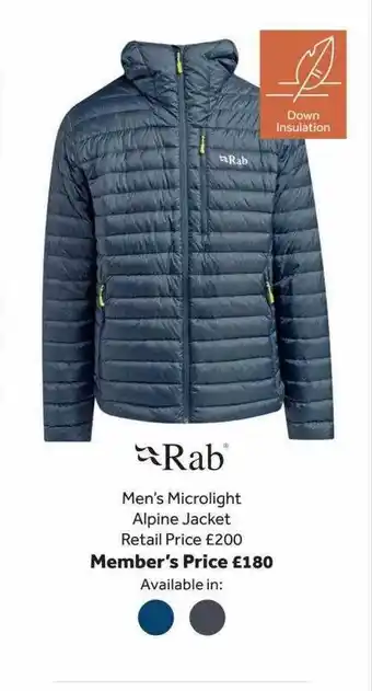 GO Outdoors Rab men's microlight alpine jacket offer