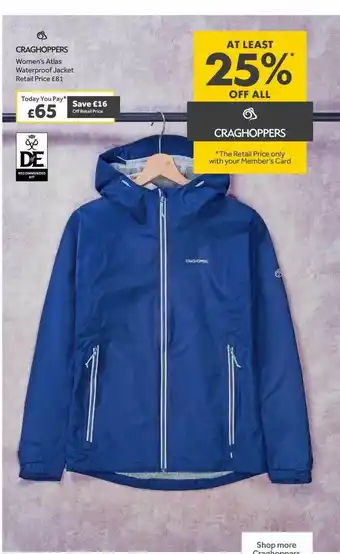 GO Outdoors Craghoppers women's atlas waterproof jacket offer
