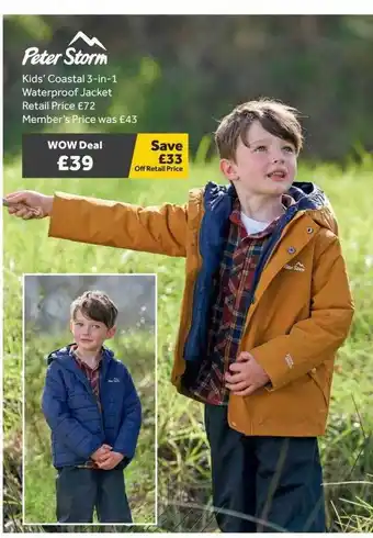 GO Outdoors Peter storm kids coastal 3-in-1 waterproof jacket offer