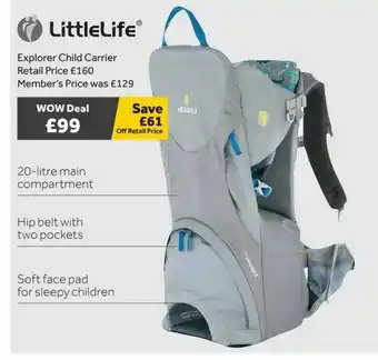 GO Outdoors Littlelife explorer child carrier offer