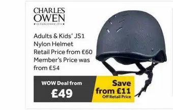 GO Outdoors Charles owen adults & kids js nylon helmet offer