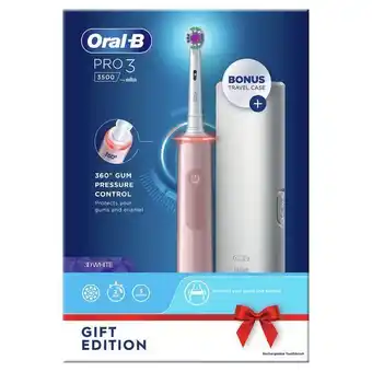 Lloyds Pharmacy Oral-b pro 3 3500 3d white pink electric rechargeable toothbrush & travel case offer