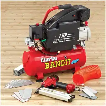 Machine Mart Clarke bandit v kit 4.2cfm 8litre 1hp air compressor nailing / stapling kit (230v) offer