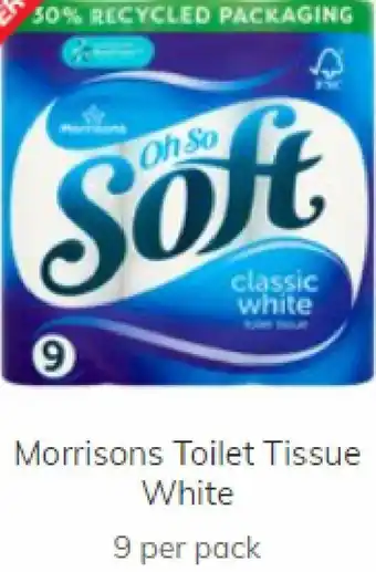 Morrisons Morrisons Toilet Tissue White 9 Per Pack offer