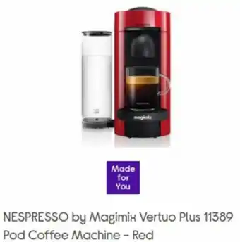 Currys PC World Nespresso By Magimix Vertuo Plus 11389 Pod Coffee Machine - Red offer
