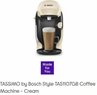 Currys PC World Tassimo By Bosch Style TAS1107GB Coffee Machine -Cream offer