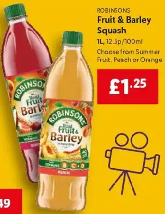 Lidl Fruit & Barley Squash 1L offer