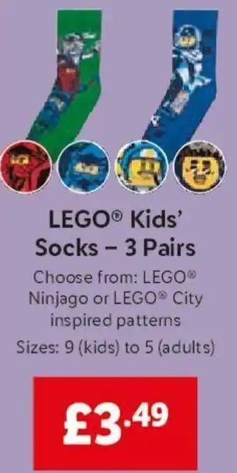 Lidl Lego Kids' Socks - 3 Pairs offer