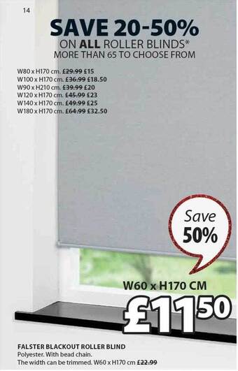 JYSK Falster blackout roller blind offer