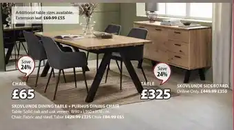 JYSK Chair, table, skovlunde sideboard offer