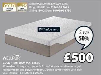 JYSK Gold f130 foam mattress offer