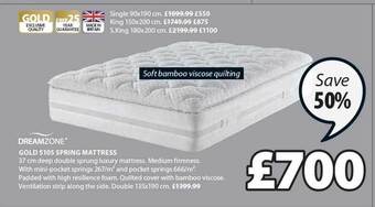 JYSK Gold s105 spring mattress offer