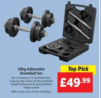 Lidl 20 kg adjustable dumbbell set offer
