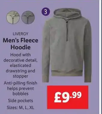 Lidl Livergy men's fleece hoodie offer