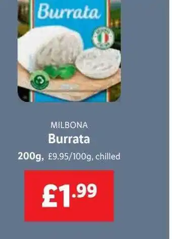 Lidl Milbona burrata offer