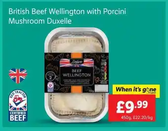 Lidl British beef wellington with porcini mushroom duxelle offer