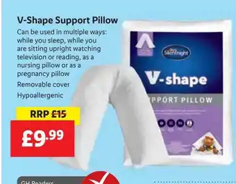 Lidl Silentnight v-shape support pillow offer