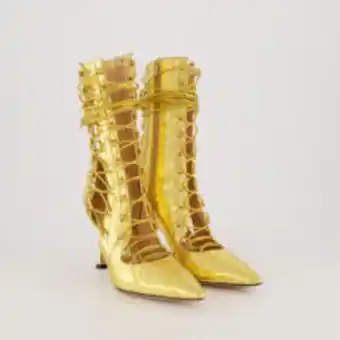 TK Maxx Gold tone leather reptile effect heeled boots offer