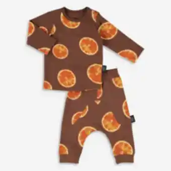 Brown & orange print baby set