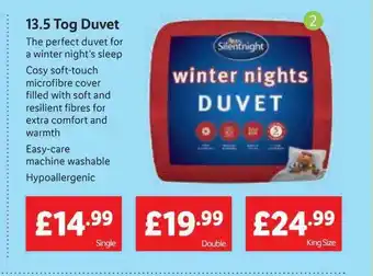 Lidl Silentnight 13.5 tog duvet offer